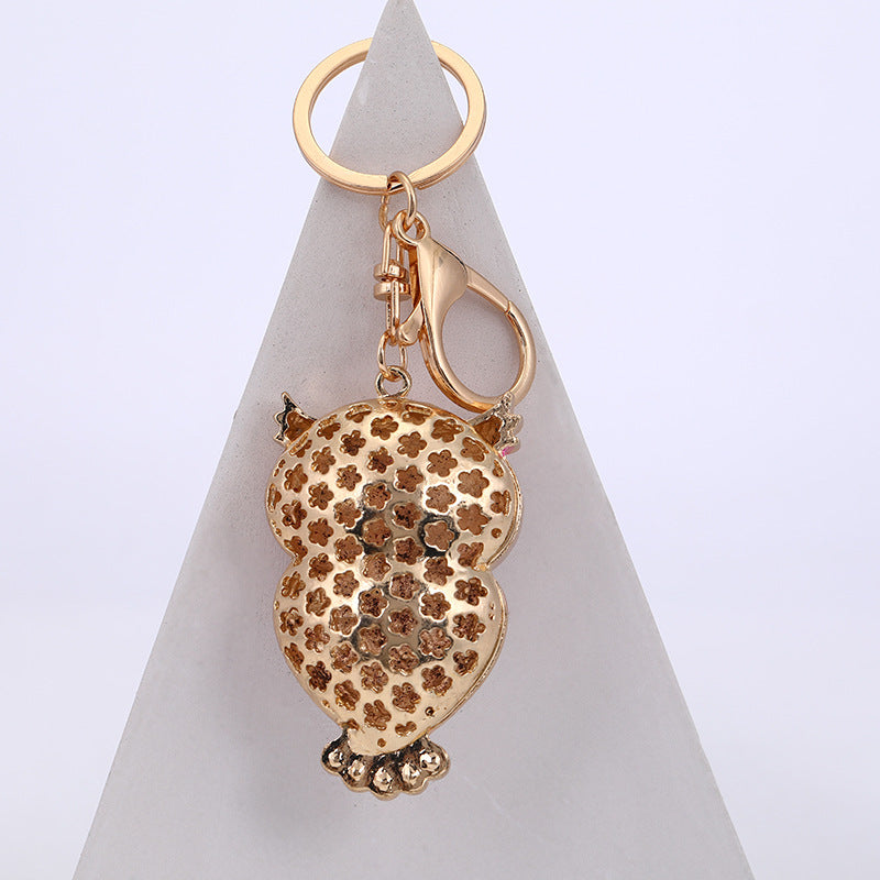 Wholesale Zinc Alloy Diamond Owl Key Chain